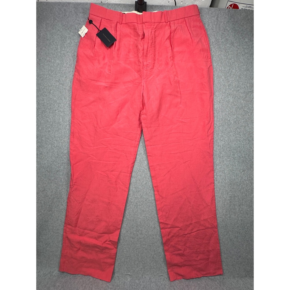 Polo Ralph Lauren Mens 38 Coral Pink Linen Silk Pleated Dress Pants NWT